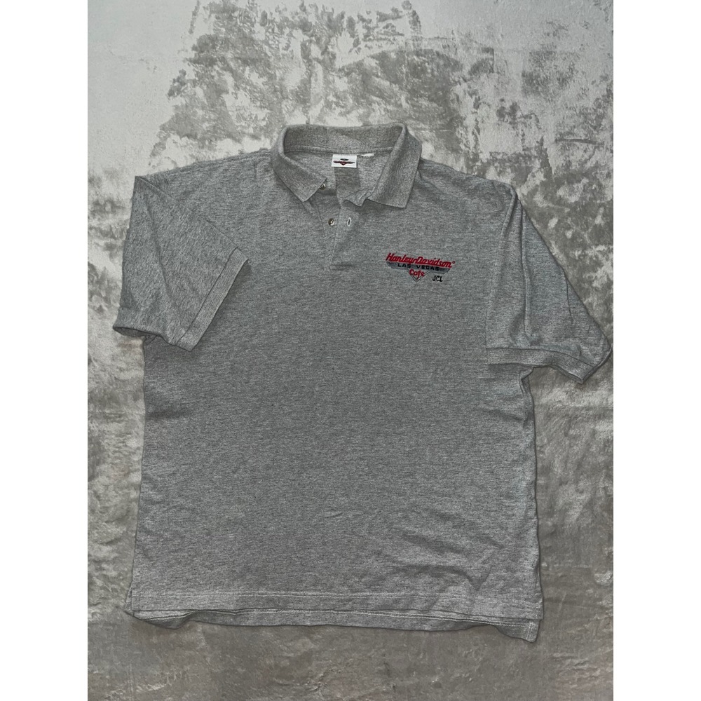 Harley Davidson Las Vegas Cafe Mens Gray Polo Shirt 2XL